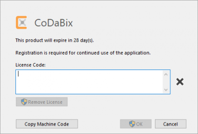  Codabix license dialog